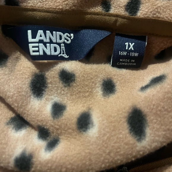 Lands' End Tan and Black Fleece Jacket - Picture 4 of 5